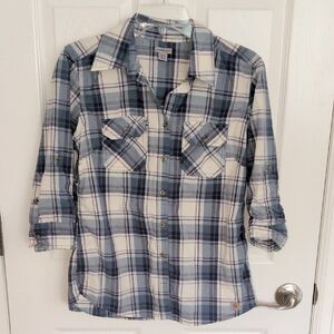 Carhartt Plaid 3/4 Sleeve Button Down - S